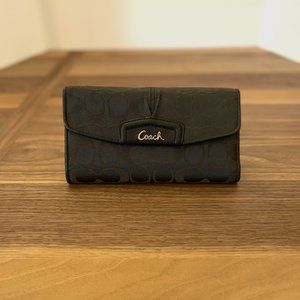 Coach Black Signature Fabric Wallet and Checkbook